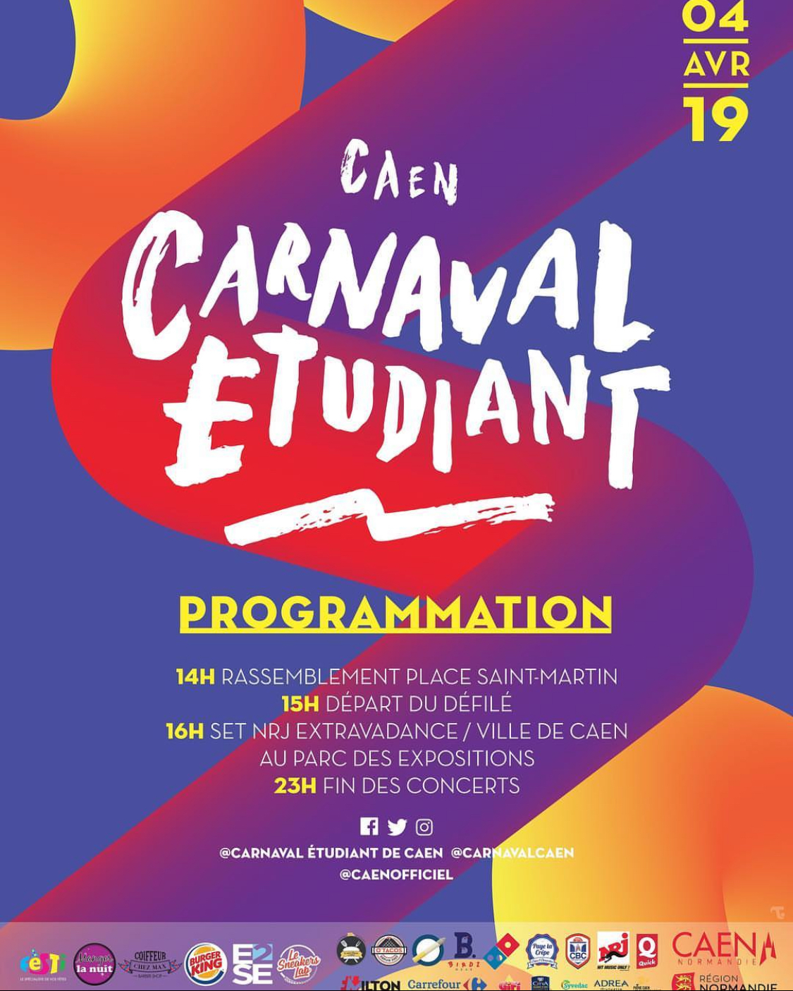 Affiche officiel du Carnaval Étudiant de Caen édition 2019