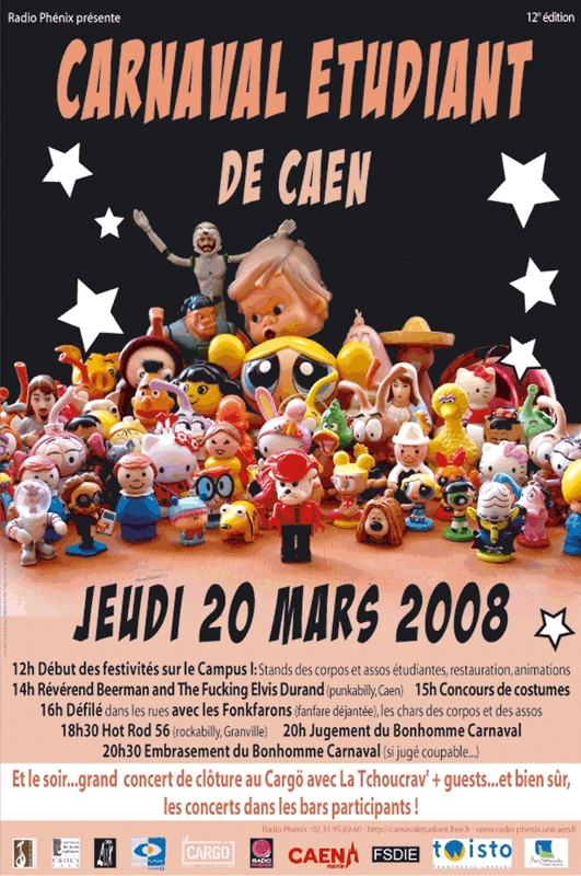 Affiche officiel du Carnaval Étudiant de Caen édition 2008