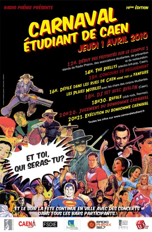 Affiche officiel du Carnaval Étudiant de Caen édition 2010