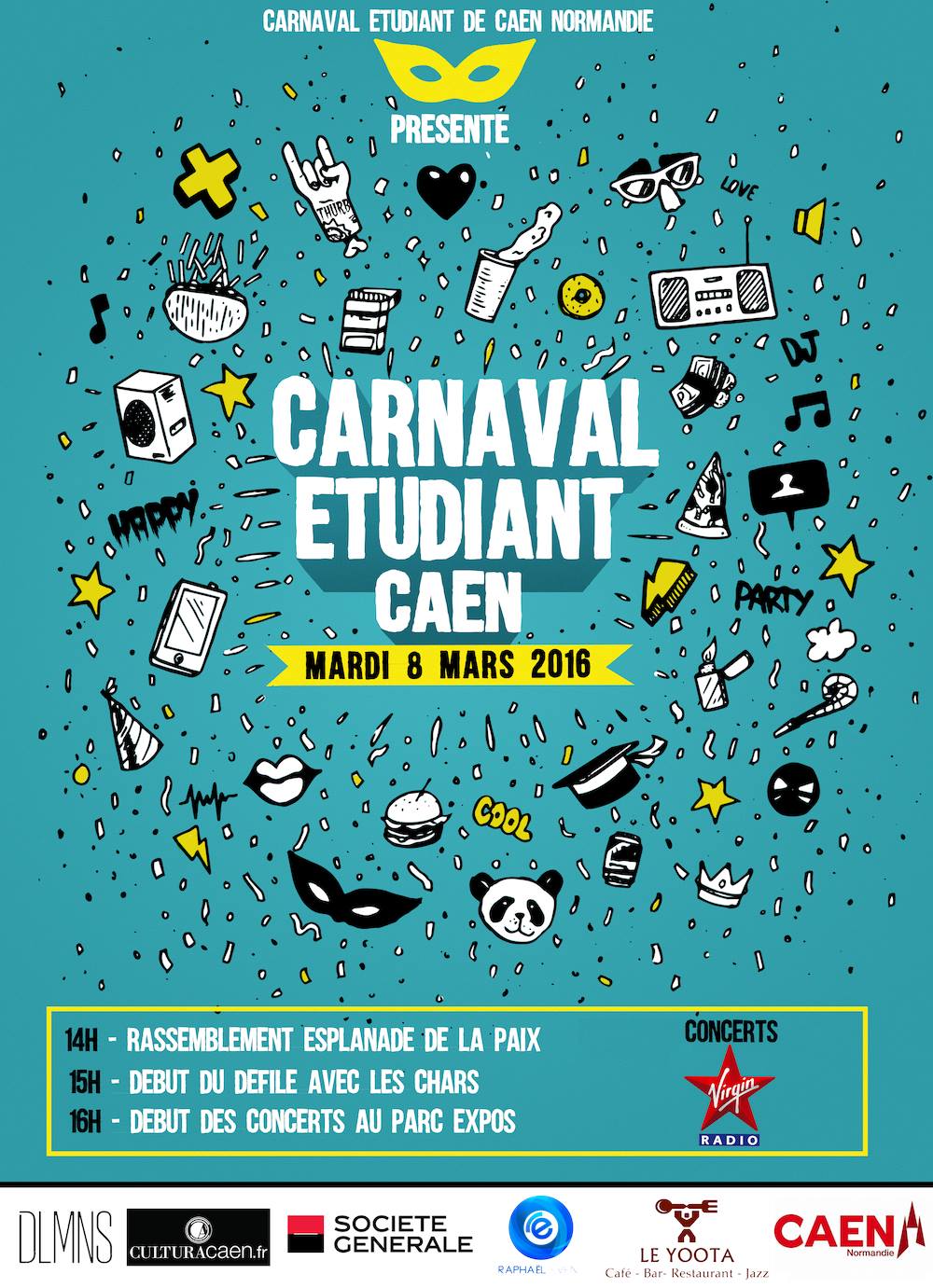 Affiche officiel du Carnaval Étudiant de Caen édition 2016