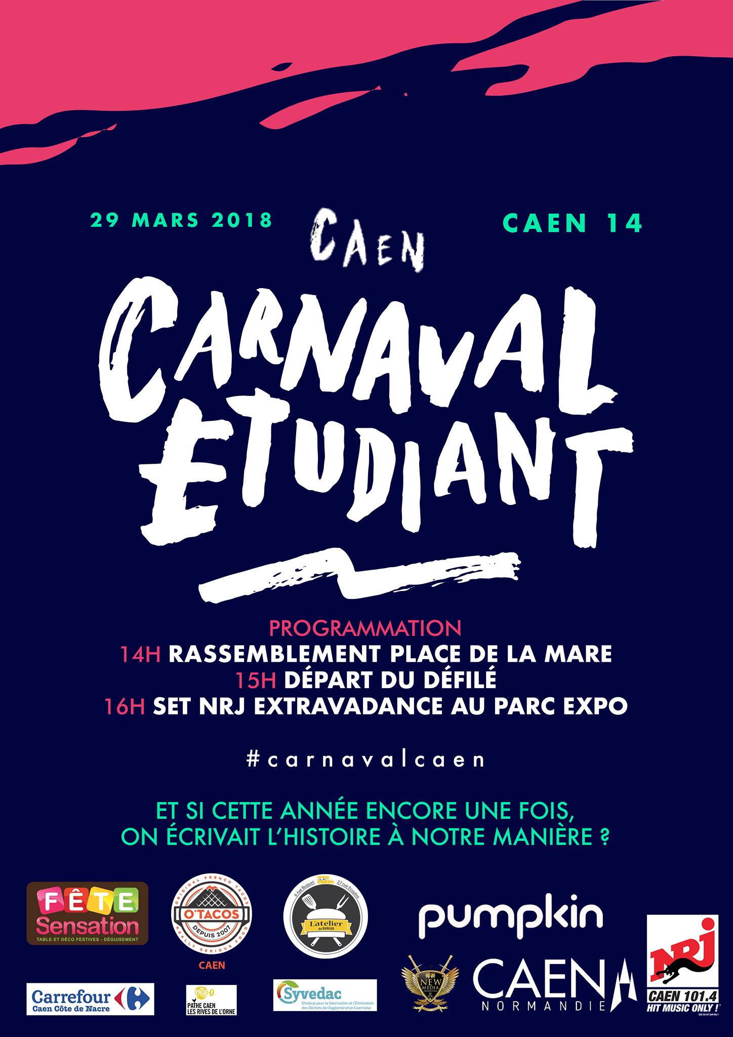 Affiche officiel du Carnaval Étudiant de Caen édition 2018