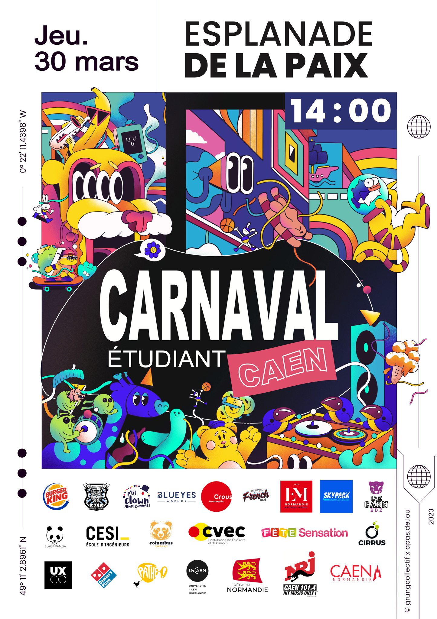 Affiche officiel du Carnaval Étudiant de Caen édition 2023