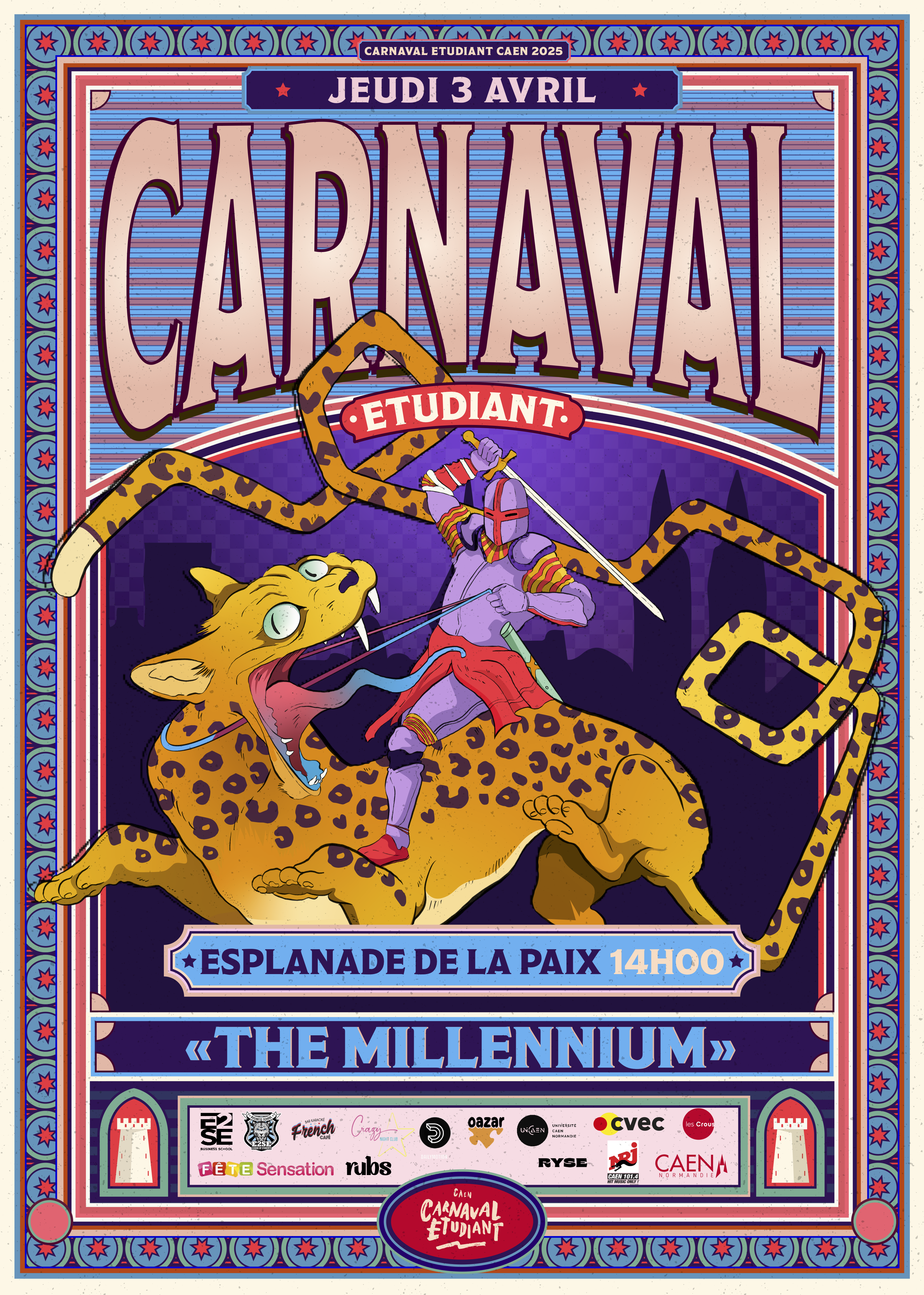Affiche officiel du Carnaval Étudiant de Caen édition 2025